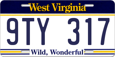 WV license plate 9TY317