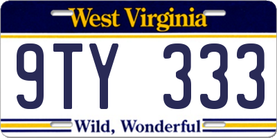WV license plate 9TY333