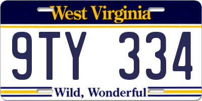 WV license plate 9TY334