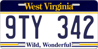 WV license plate 9TY342
