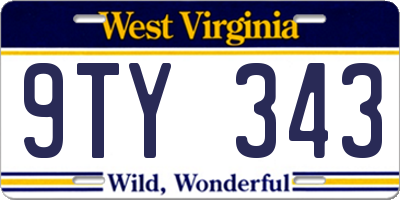 WV license plate 9TY343