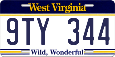 WV license plate 9TY344