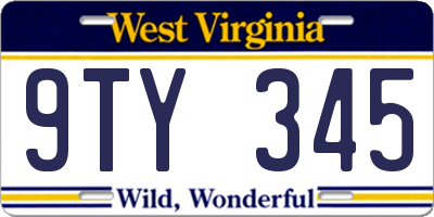 WV license plate 9TY345
