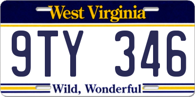 WV license plate 9TY346