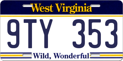 WV license plate 9TY353