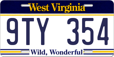 WV license plate 9TY354