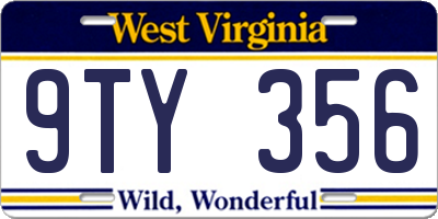 WV license plate 9TY356