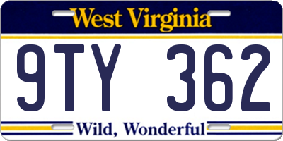 WV license plate 9TY362