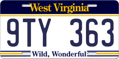 WV license plate 9TY363