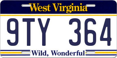 WV license plate 9TY364