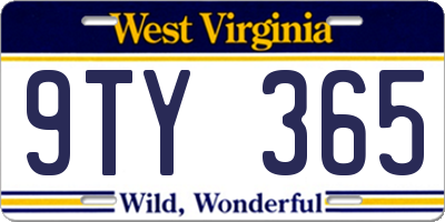 WV license plate 9TY365