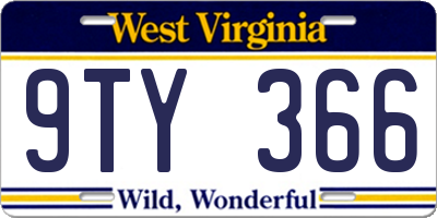 WV license plate 9TY366