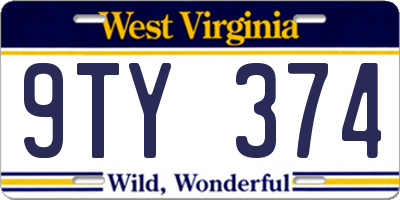 WV license plate 9TY374