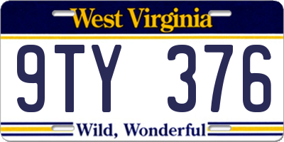 WV license plate 9TY376