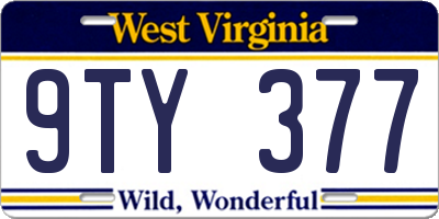 WV license plate 9TY377