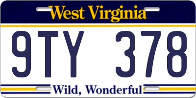 WV license plate 9TY378