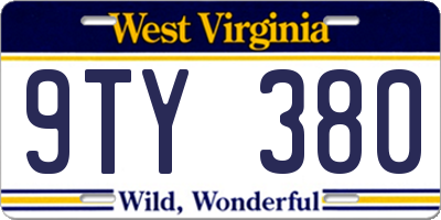 WV license plate 9TY380
