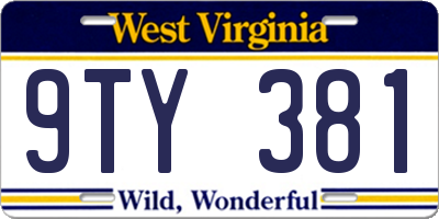 WV license plate 9TY381