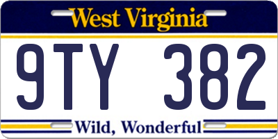 WV license plate 9TY382