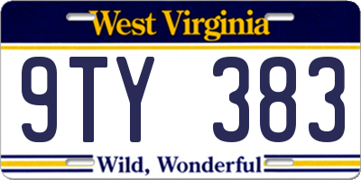 WV license plate 9TY383