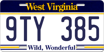 WV license plate 9TY385