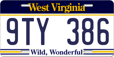 WV license plate 9TY386