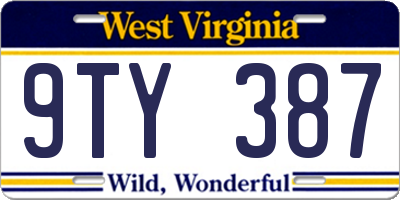 WV license plate 9TY387