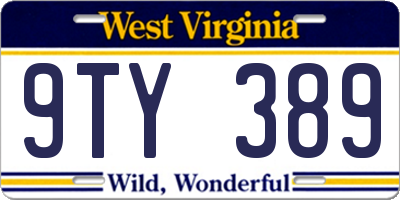 WV license plate 9TY389