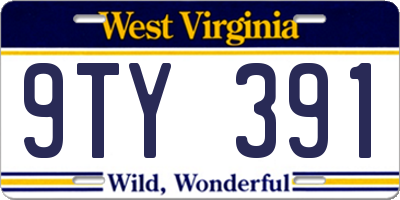 WV license plate 9TY391