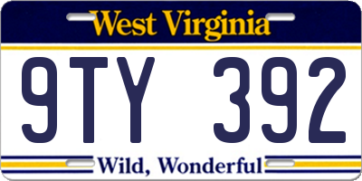 WV license plate 9TY392