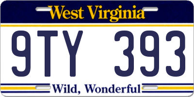 WV license plate 9TY393