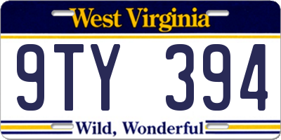 WV license plate 9TY394