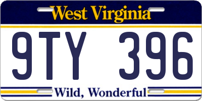 WV license plate 9TY396