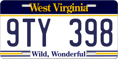WV license plate 9TY398