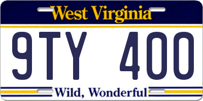WV license plate 9TY400