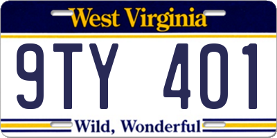 WV license plate 9TY401