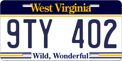 WV license plate 9TY402