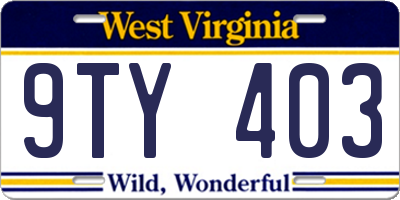 WV license plate 9TY403
