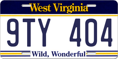 WV license plate 9TY404