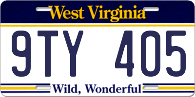 WV license plate 9TY405