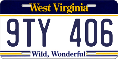WV license plate 9TY406