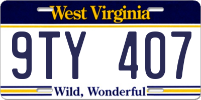 WV license plate 9TY407