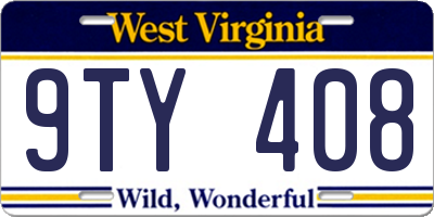 WV license plate 9TY408