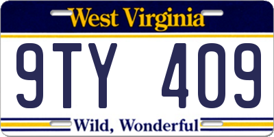 WV license plate 9TY409