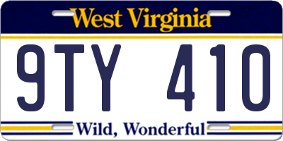 WV license plate 9TY410