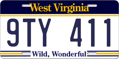 WV license plate 9TY411
