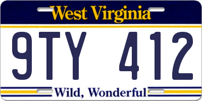 WV license plate 9TY412