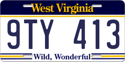 WV license plate 9TY413