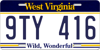 WV license plate 9TY416