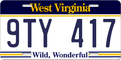 WV license plate 9TY417